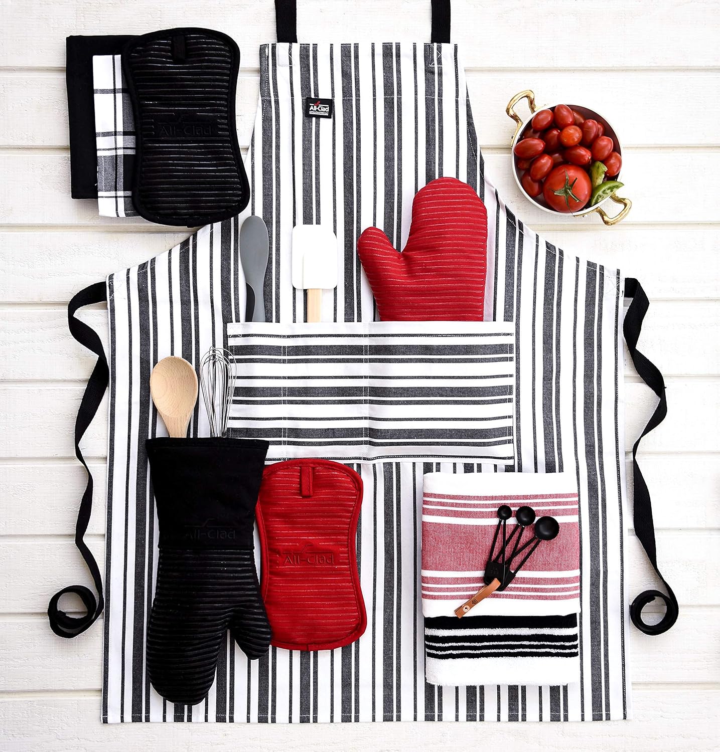 All Clad Silicone Oven Mitt: Heat Resistant up to 500 Degrees - 100% Cotton & Silicone, 14"x7" Oven Mitt for Kitchen and Barbeque, 1-Pack, Chili