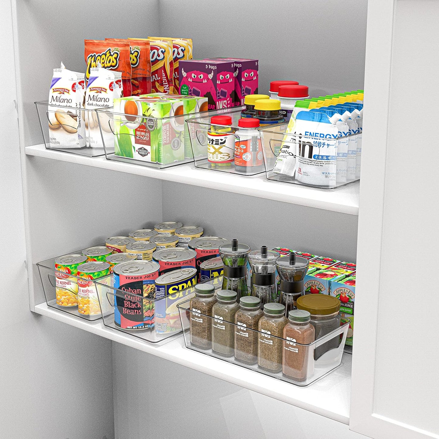 Simple Houseware Pantry Bins Storage Organizer, 8 Packs (4 Medium & 4 Large)