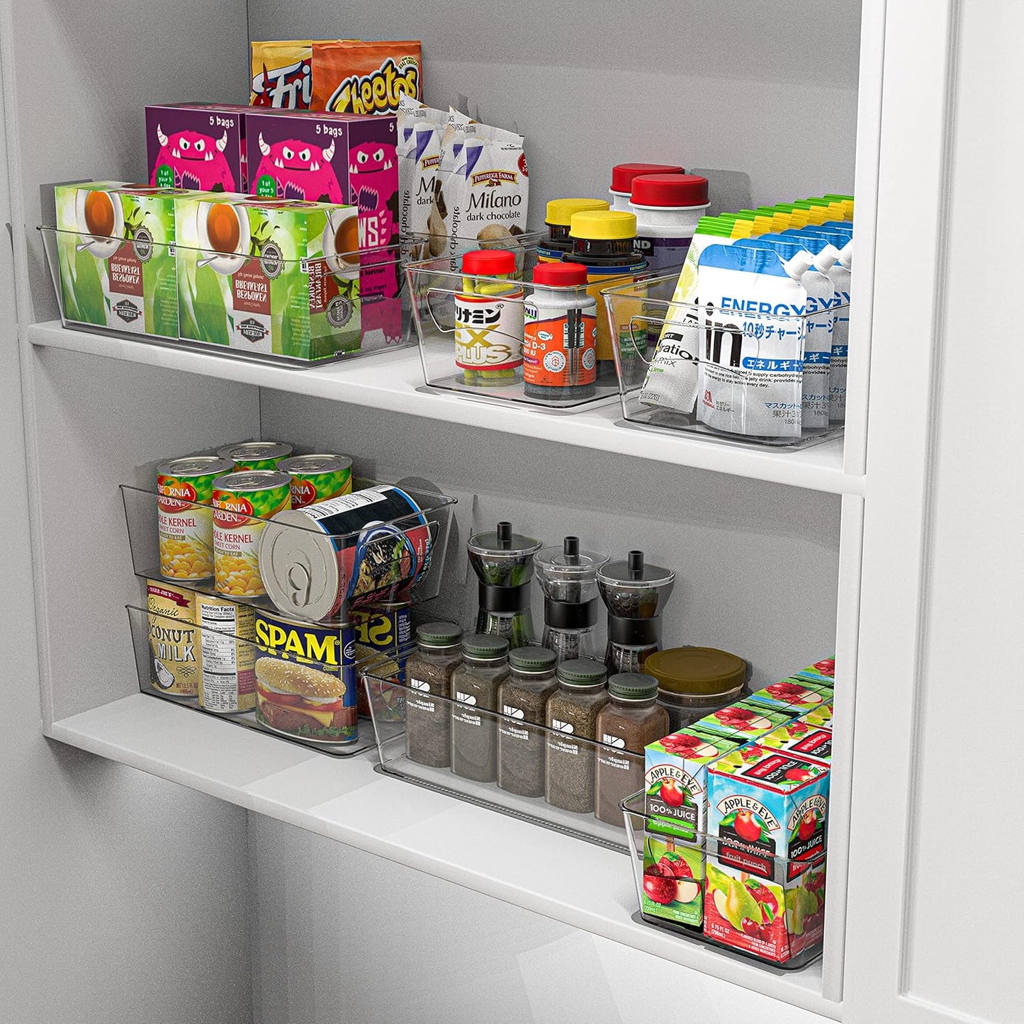 Simple Houseware Kitchen Can Organizer Clear Bin for Cabinet/Pantry/Refrigerator/Freezer/Fridge