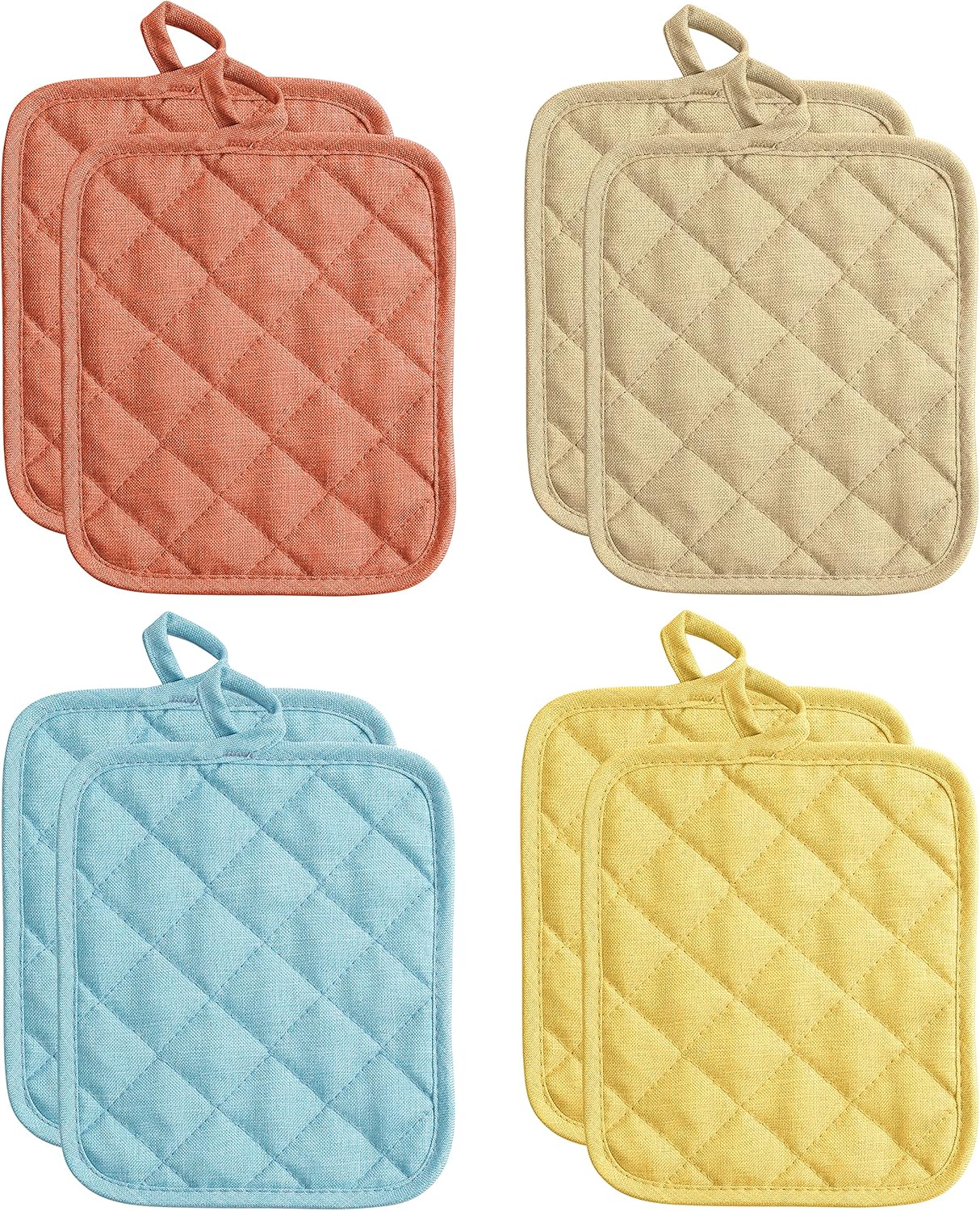 American Linen Pot Holders, Hot Pads, Table Pads for Kitchen and Dining Table, Non Slip Heat Resistant Hot Pot Holder (Multi, 8 Pack)