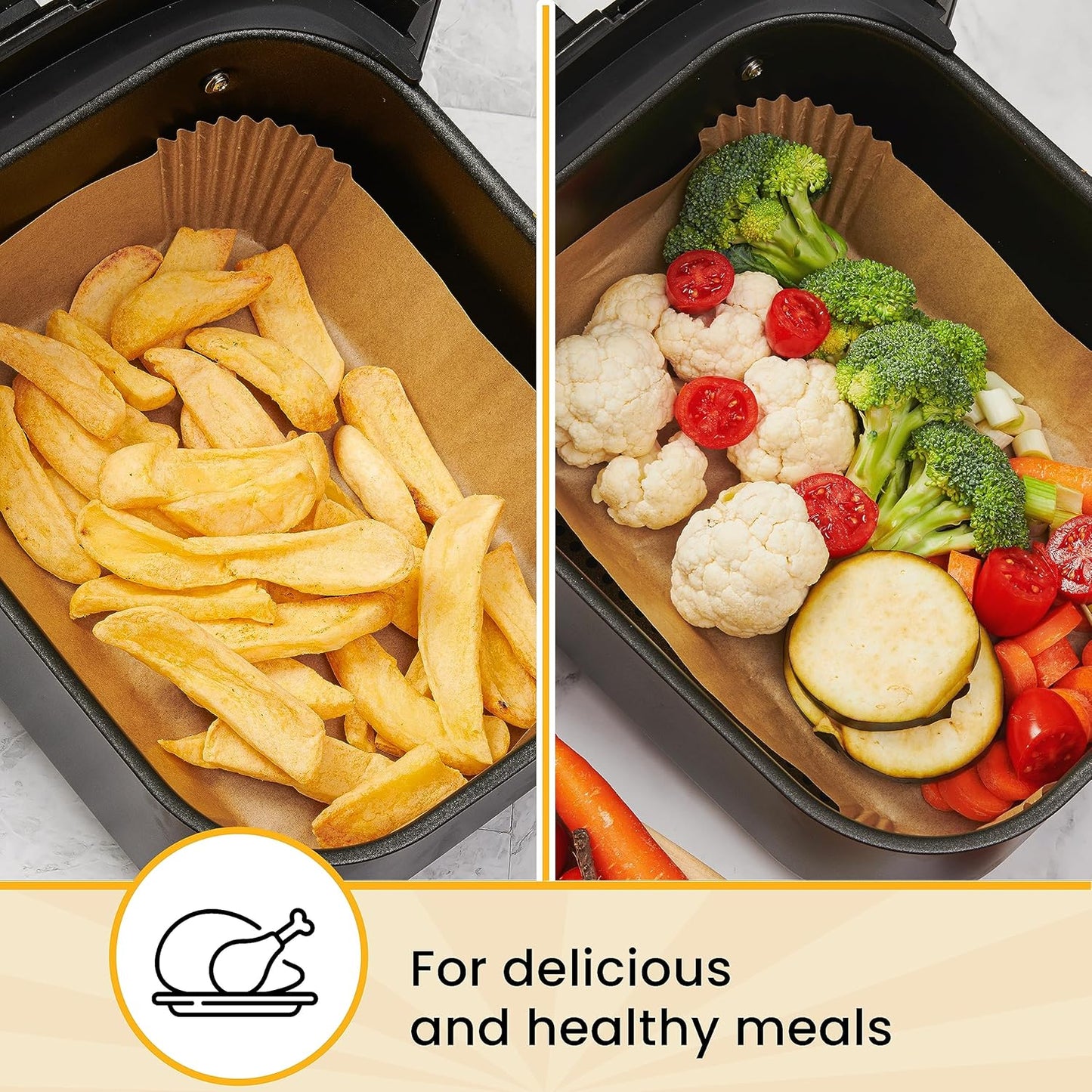 Air Fryer Liners for Ninja Foodi Dual – 125Pcs Disposable Parchment Paper for Ninja DZ201 DZ401, Instant Pot Vortex Plus, PowerXL Vortex – Non-Stick and Oil Proof for Easy Cleanup by Baker's Signature